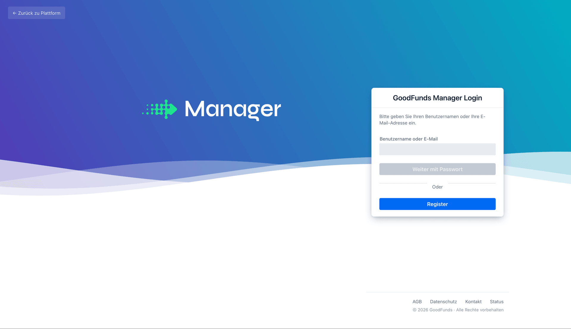 Login des GoodFunds-Managers