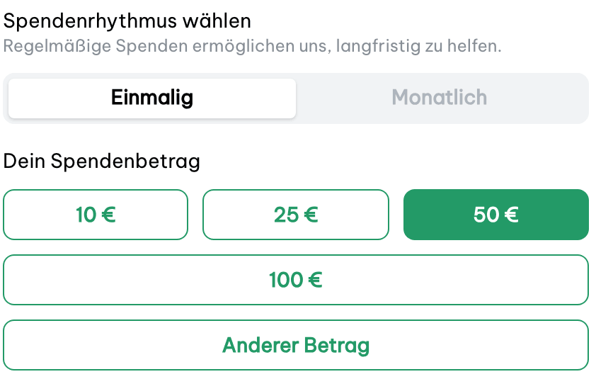 Betragsauswahl mit Vorschlägen und freiem Betrag