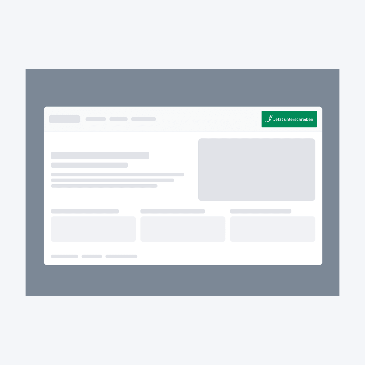 Website mit eingebundenem GoodFunds-Button „Jetzt unterschreiben“ in der Navigation